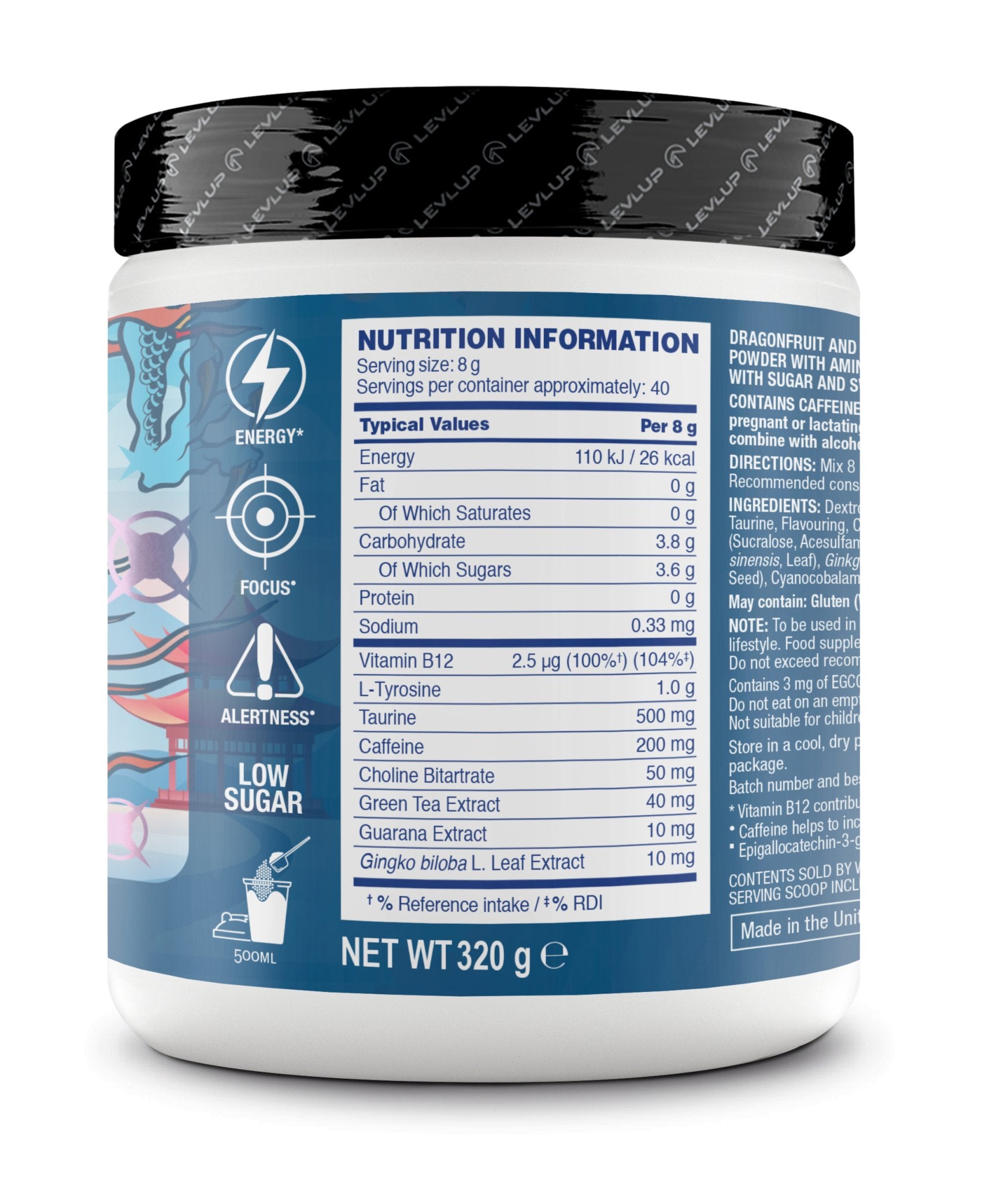 LEVL UP Gaming Booster 320g Shiny Dragon - Discount SupplementsLEVL UP
