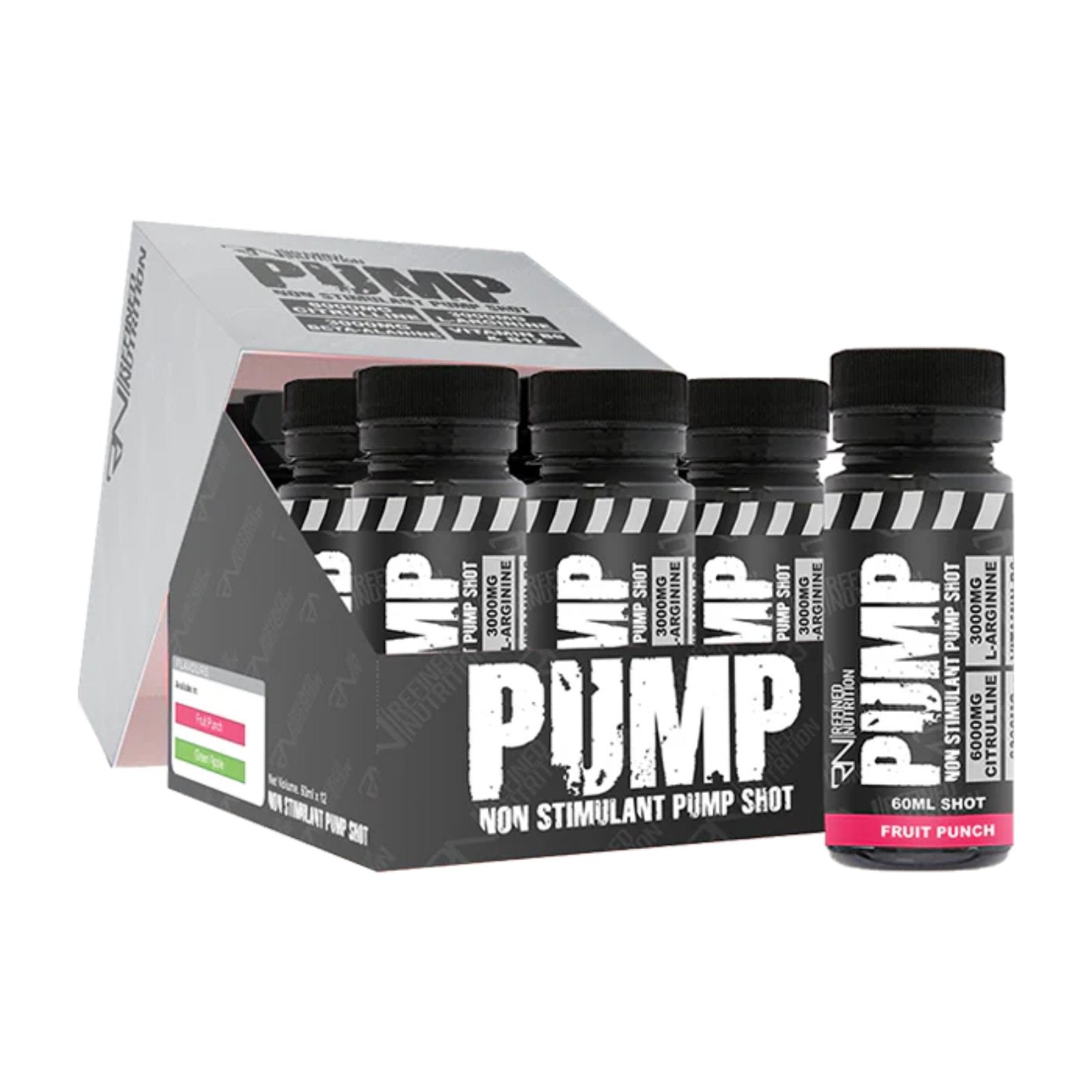 Refined Nutrition Pump Non Stim Pre Workout Shots 12 x 60ml - Discount SupplementsRefined Nutrition
