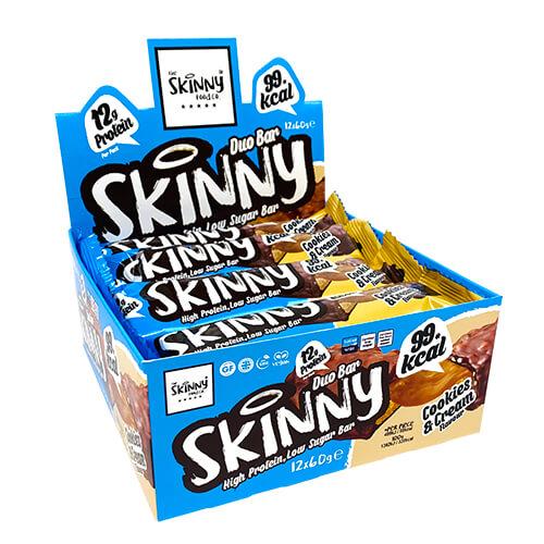 Skinny Food Duo Low Sugar Protein Bar 12 x 60g - Discount SupplementsSkinny Food